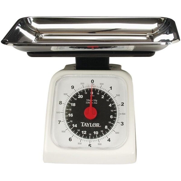 Taylor Kitchen Scale, 22 lb Capacity, Analog Display, Stainless Steel